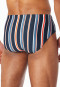 Costume da bagno con tasca con zip in tessuto a maglia a strisce riciclate blu notte - Aqua