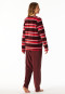 Schlafanzug lang Velour Ringel burgund - Comfort Nightwear