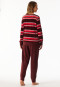 Schlafanzug lang Velour Bündchen Ringel burgund - Comfort Nightwear