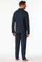 Pyjama lang Interlock nachtblau kariert - Fine Interlock