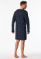 Sleep shirt long-sleeve interlock dark blue chequered - Fine Interlock