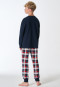 Schlafanzug lang Bündchen Karo nachtblau - Family