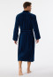 Bathrobe soft velour dark blue striped - Essentials