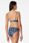 Bandeau underwire bikini soft cups variable straps midi briefs adjustable sides blue patterned - Ocean Swim