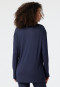 Shirt dress long-sleeved double rib modal V-neck dark blue - Mix+Relax