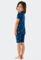 Schlafanzug kurz Feinripp Organic Cotton Einhörner blau - Girls World