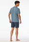 Pigiama breve a righe con scollatura a V blu denim - Long Life Soft