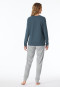 Schlafanzug lang Bündchen Ringel jeansblau - Casual Essentials