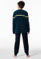 Pigiama lungo in spugna blu notte a righe - Nightwear