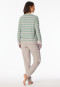 Pigiama lunghezza polsini in spugna a righe verde - Casual Essentials