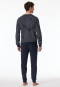 Pigiama lungo in spugna con polsini a strisce blu notte - Casual Nightwear
