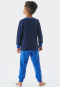 Pyjama long interlock coton bio bords-côtes véhicules spatiaux effet métallisé bleu foncé - Boys World