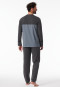 Pyjama long Coton Organic rayures poitrine anthracite - 95/5 Nightwear
