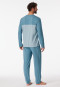 Schlafanzug lang Organic Cotton Streifen Brusttasche blaugrau - 95/5 Nightwear