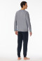 Pigiama lungo con polsini a righe blu notte - Casual Essentials