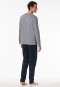 Pajamas long stripes button placket midnight blue - Casual Essentials