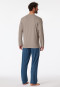 Pyjamas long V-neck chest pocket brown gray patterned - Comfort Essentials