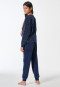 Pyjama long velours poignet Mille Fleur bleu foncé - Teens Nightwear