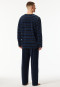 Pyjama long rayures velours bleu nuit - Casual Nightwear