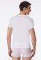 T-shirt blanc à manches courtes et col en V en jersey élastique - Long Life Soft