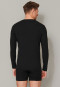 Tee-shirt manches longues large nervure coton bio patte de boutonnage noir - Retro Rib