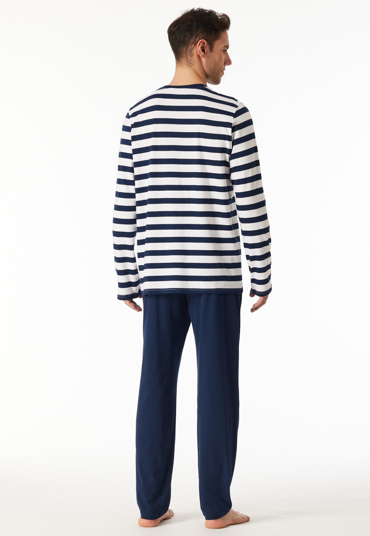 Schlafanzug lang Streifen admiral - SCHIESSER 150 Years