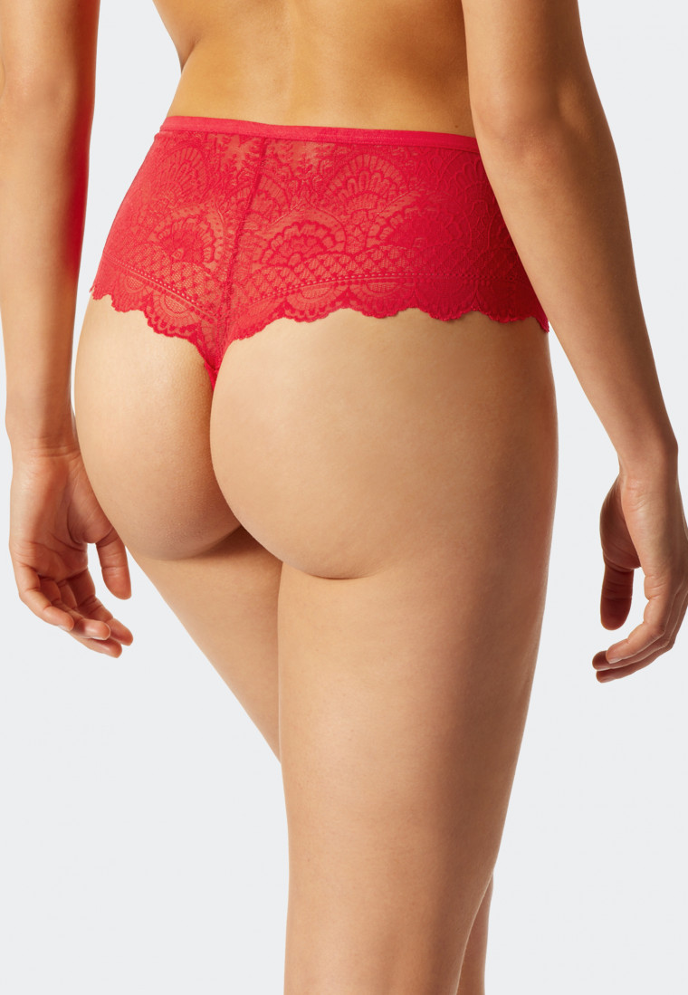 High-waisted thong lace red - Feminine Lace