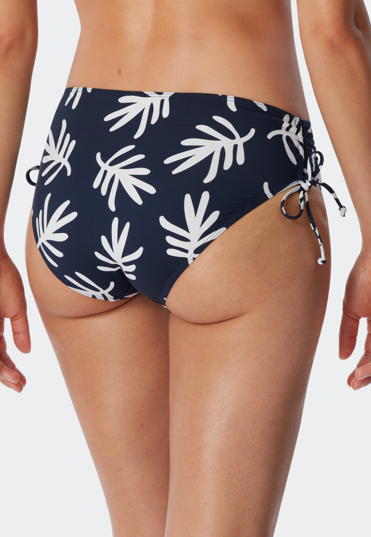 Midi bikini bottoms adjustable side height coral dark blue patterned - Mix & Match Coral Life