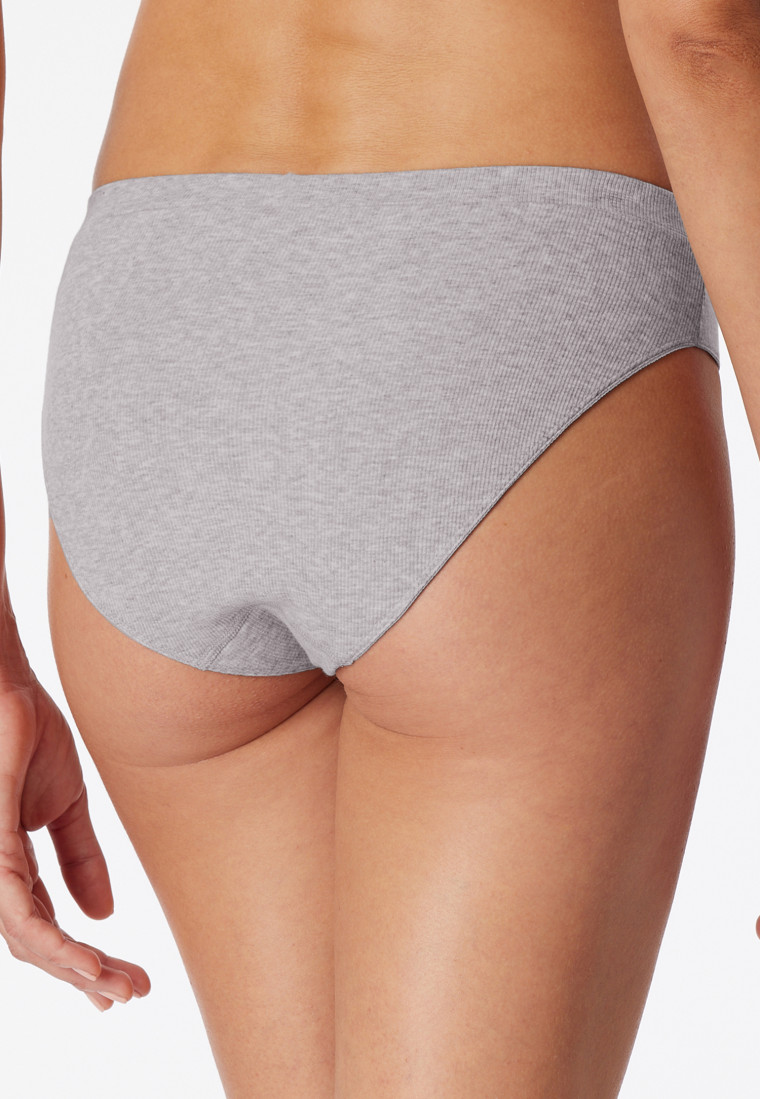 Slip Rio realizzati in cotone biologico a doppia costa, di colore grigio screziato - Pure Rib