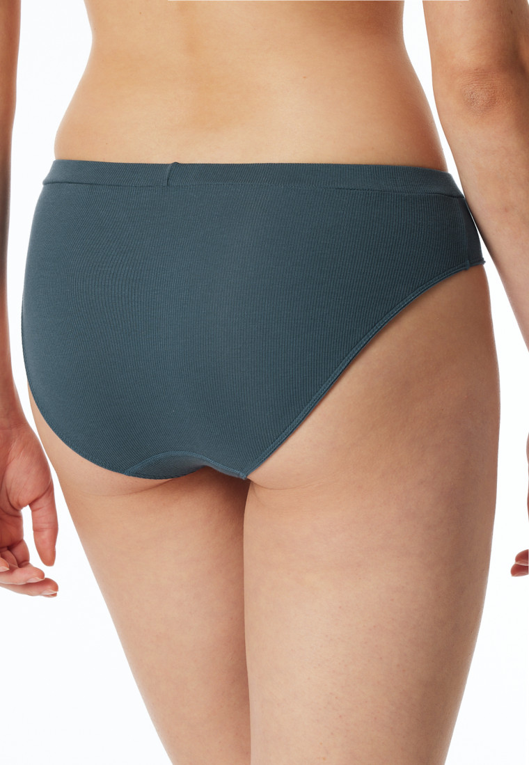 Slip rio a coste doppie in cotone organico blu denim - Pure Rib