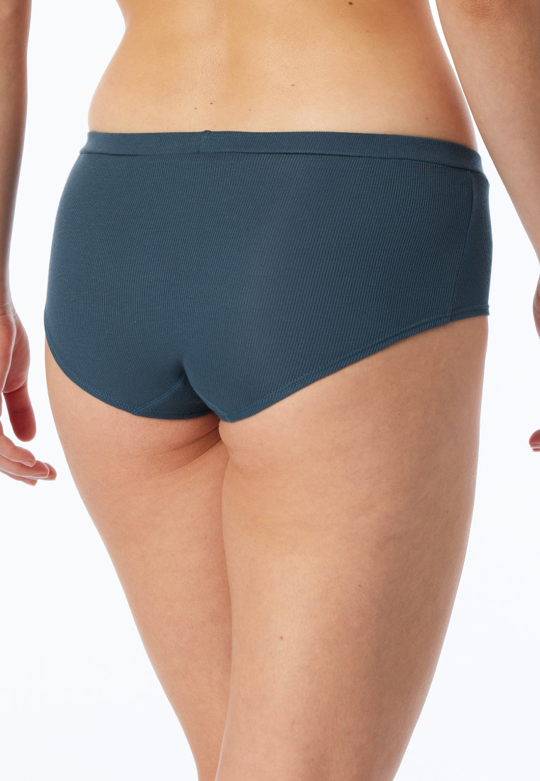 Slip a coste doppie in cotone organico blu denim - Pure Rib