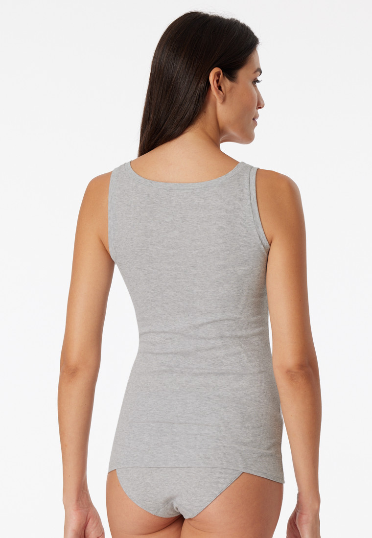 Canotta a coste doppie in Organic Cotton grigio screziato - Pure Rib