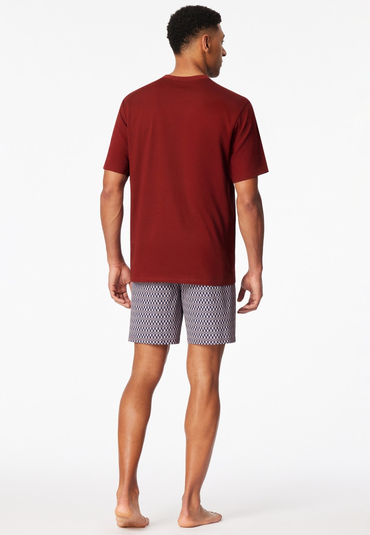 Schlafanzug kurz rot gemustert - Comfort Nightwear