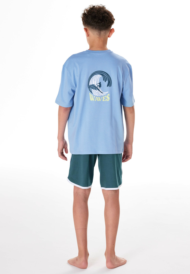 Schlafanzug kurz Waves pacific blue - Teens Nightwear
