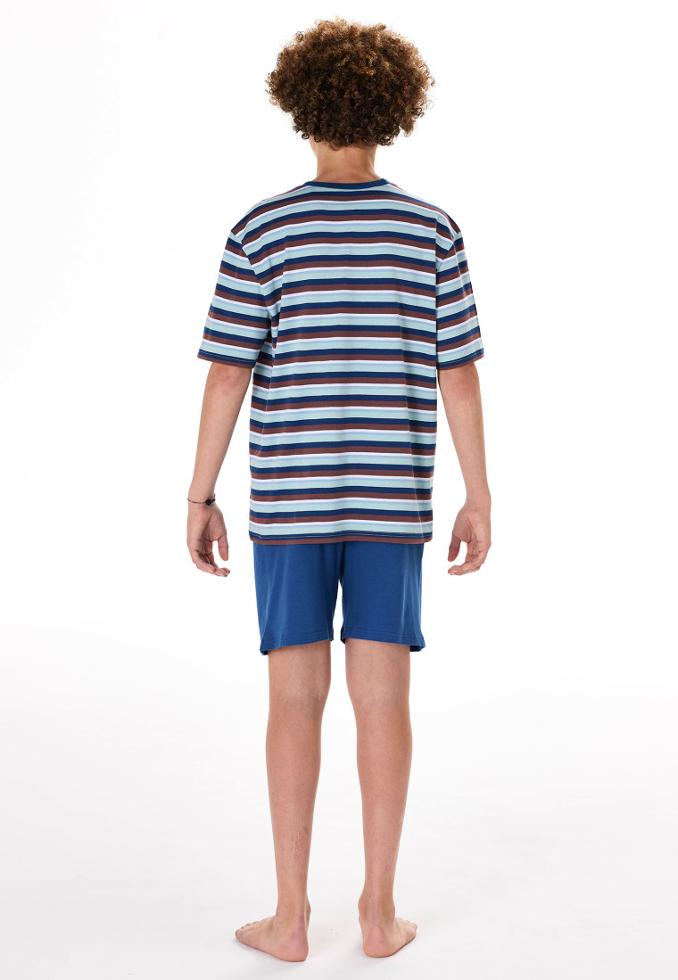 Schlafanzug kurz Streifen türkis - Nightwear