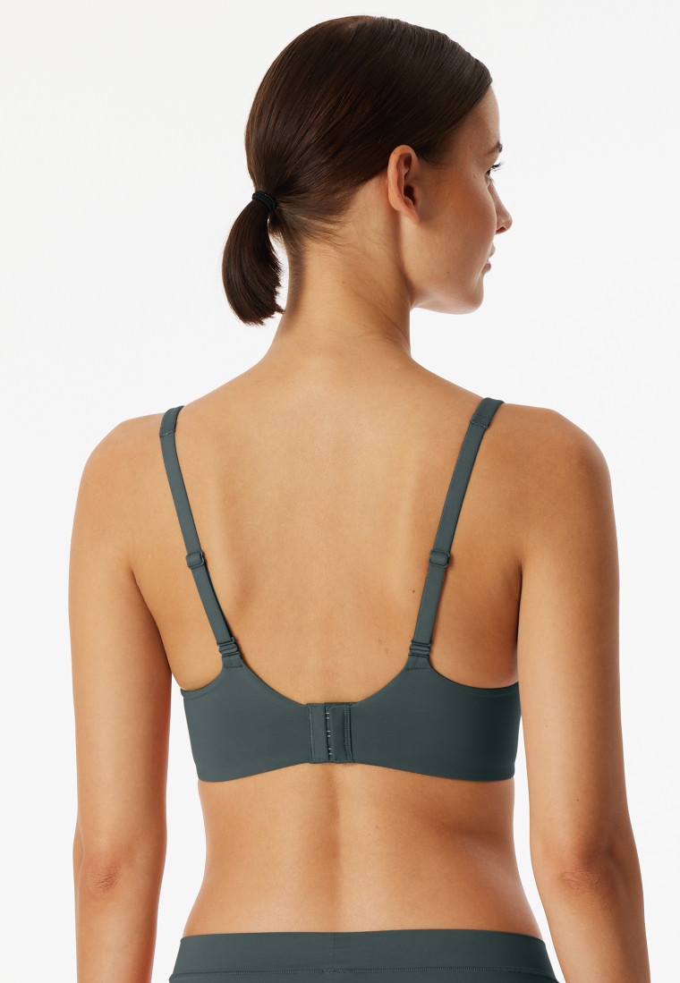 Soft bra with cup and floating cups dark green - Unique Micro