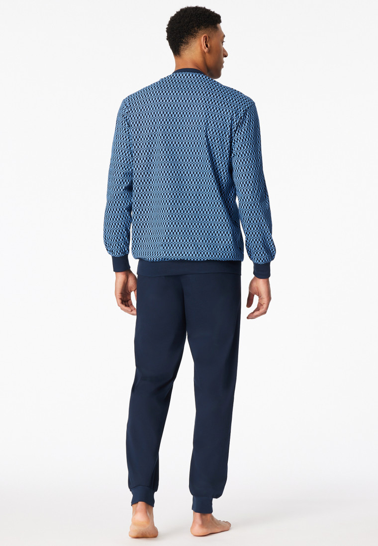 Pyjama long poignet bleu imprimé - Comfort Nightwear