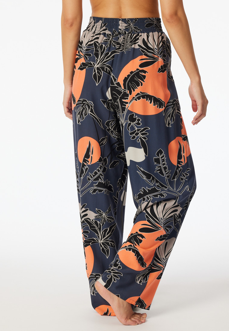 Caleçon long viscose imprimé palmier multicolore - Mix+Relax