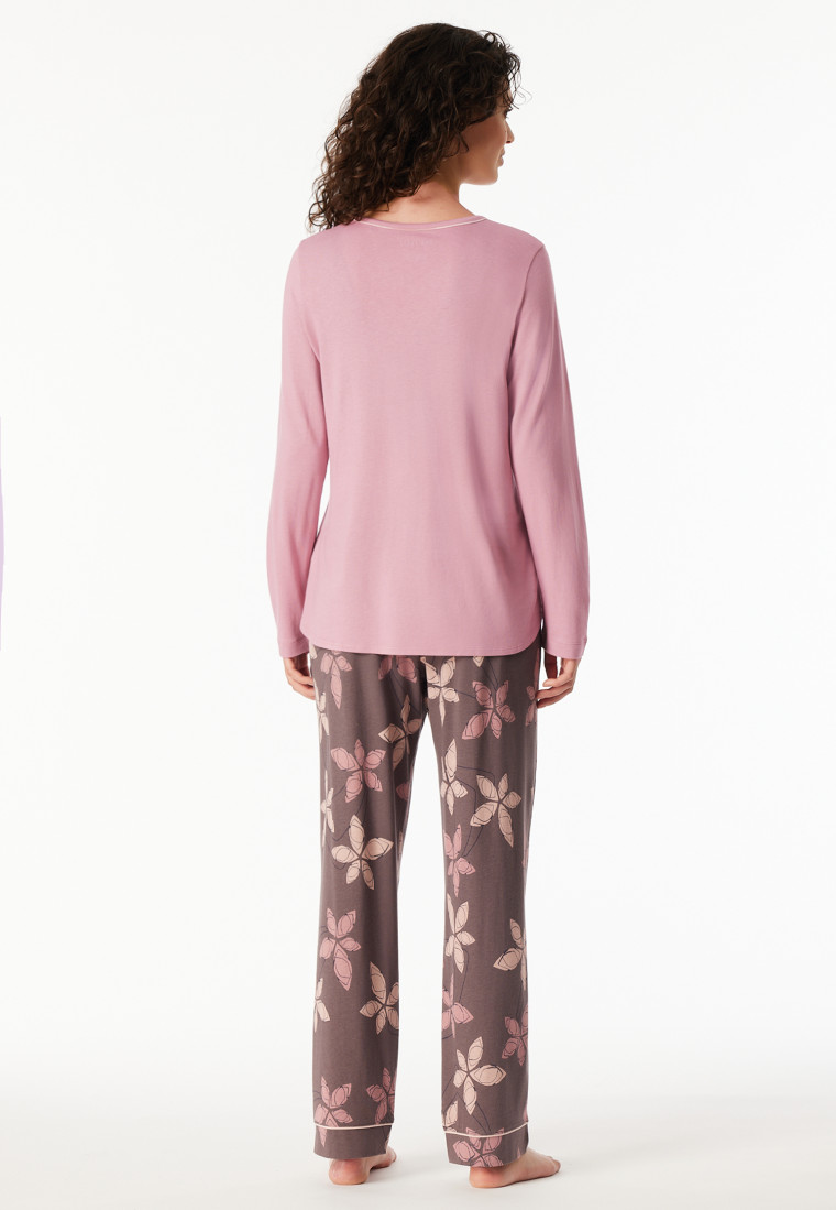 Pigiama lungo floreale palissandro - Comfort Nightwear