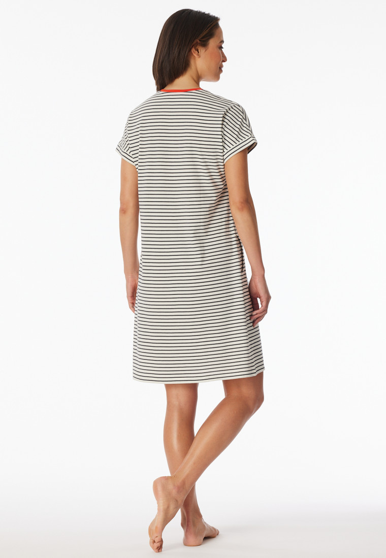 Camicia da notte a maniche corte a strisce off-white - Casual Essentials