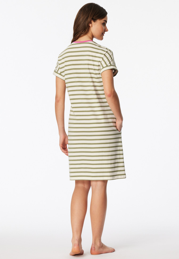 Sleep shirt short sleeve stripes lime - Casual Essentials