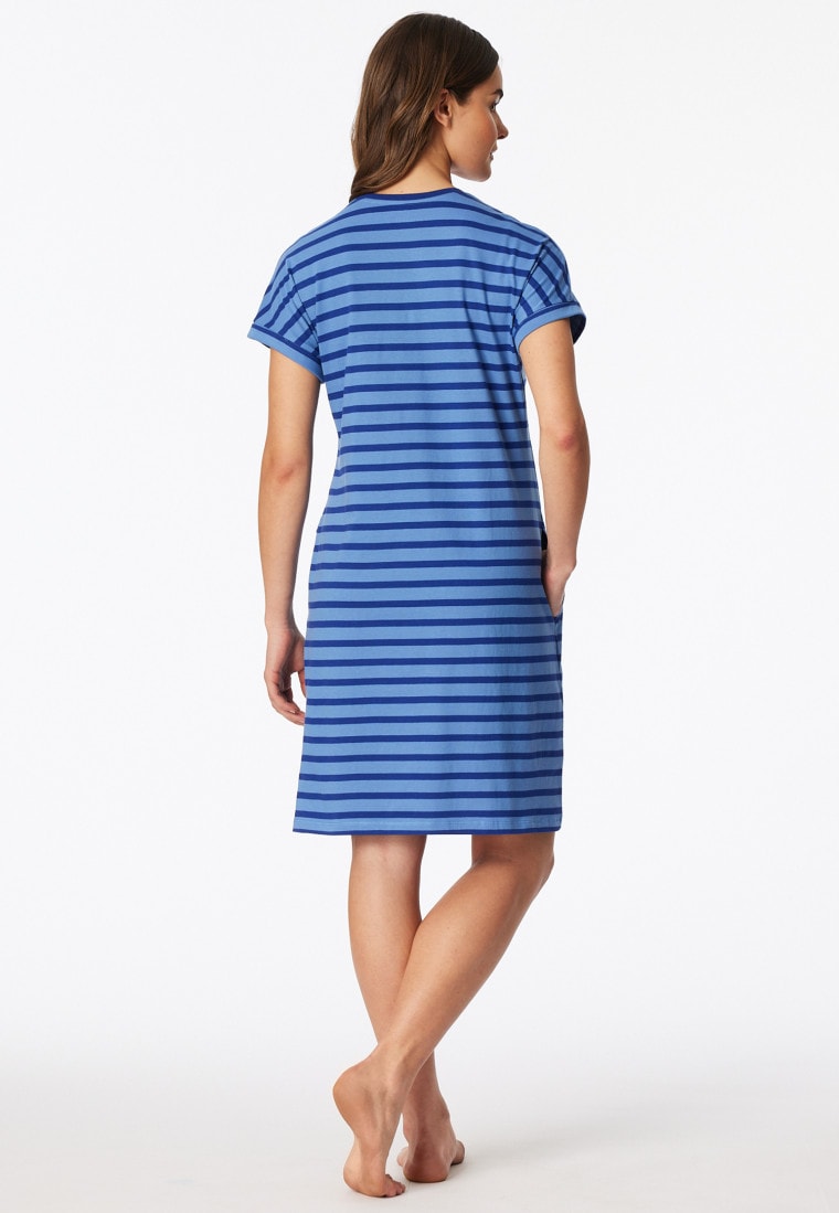 Camicia da notte a maniche corte a strisce blu reale - Casual Essentials