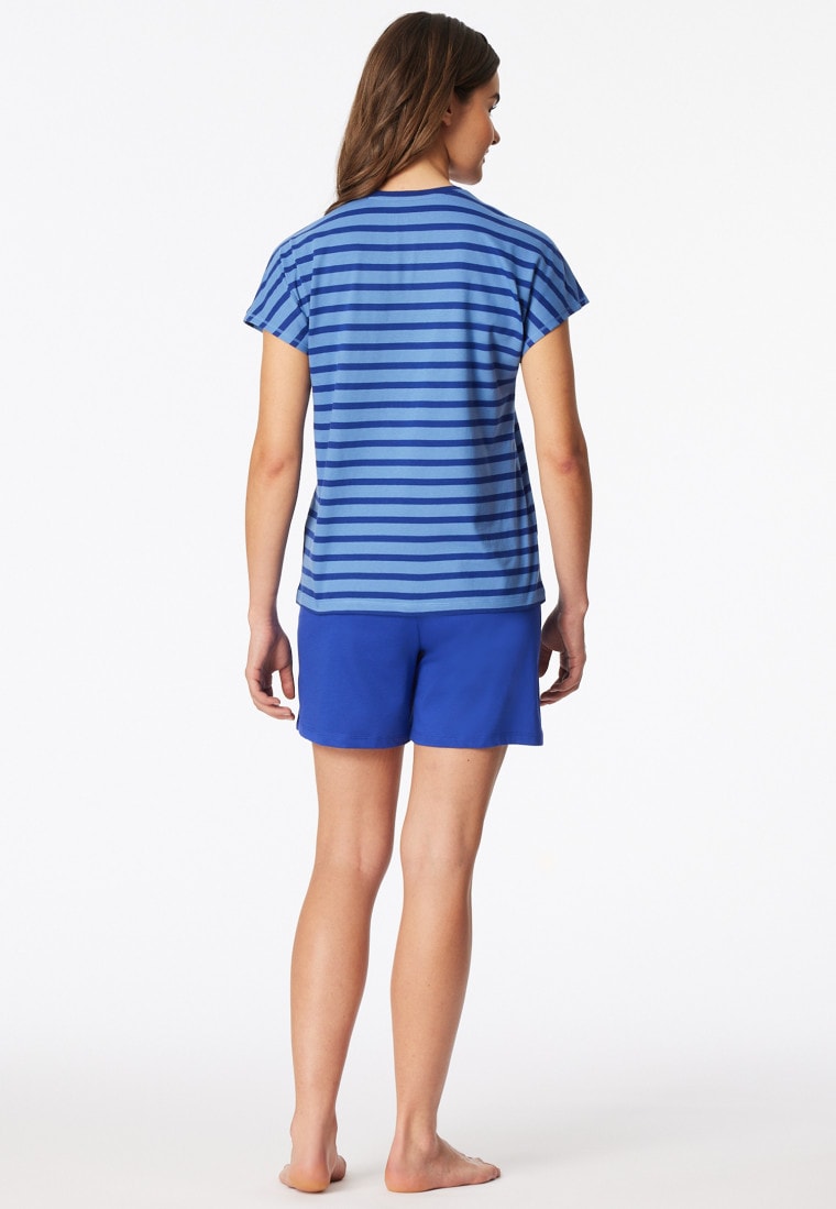 Schlafanzug kurz Ringel aqua - Casual Essentials