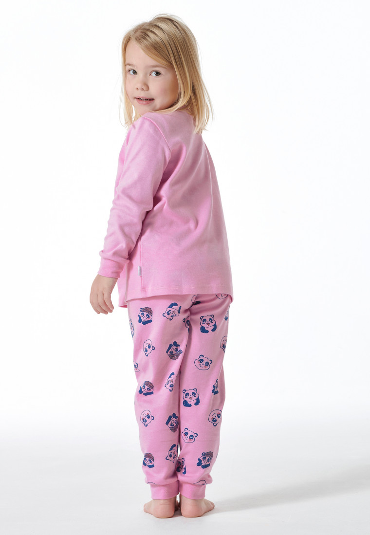 Pyjama long coton bio poignet panda rosé - Girls World