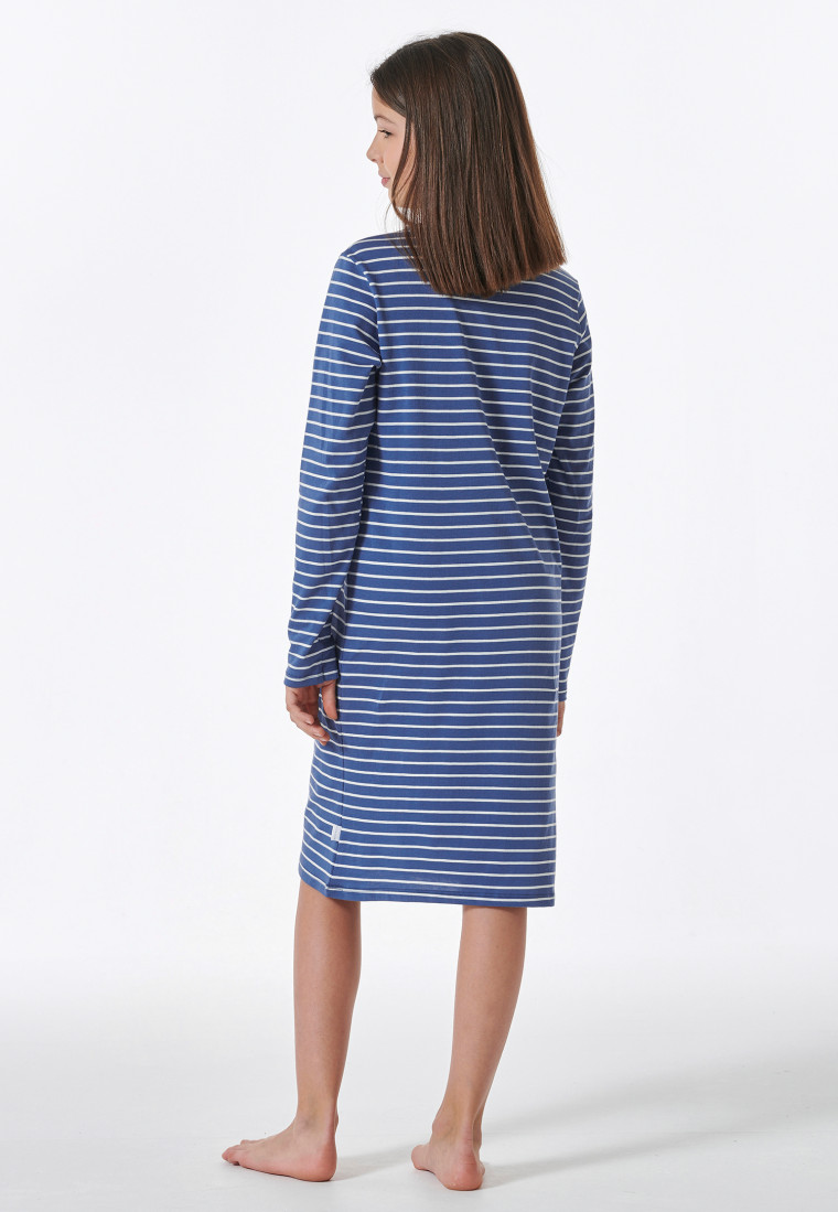 Camicia da notte a manica lunga in Organic Cotton con stampa di cavalli blu - Horse World