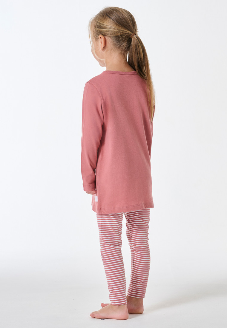 Pyjamas long interlock leggings cat striping dusky pink - Kids Nightwear