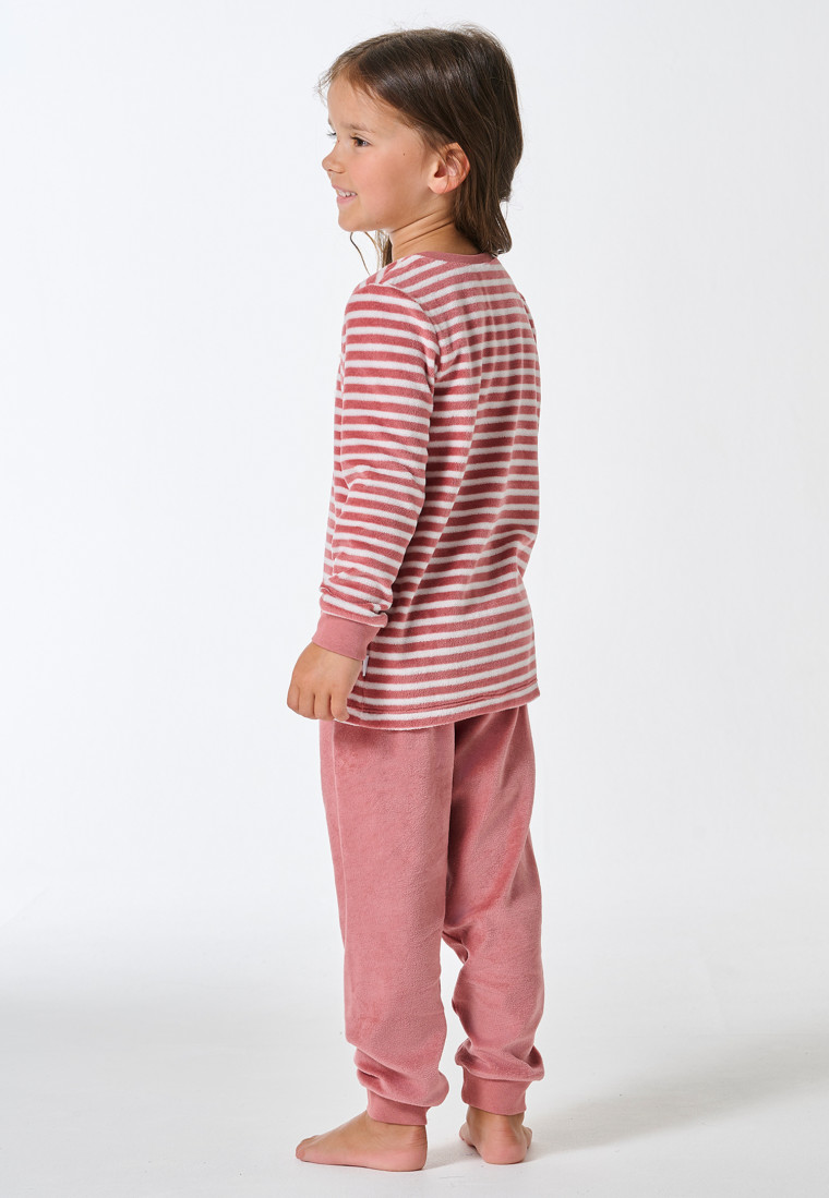 Pigiama lungo in velluto con cuore a righe rosa antico - Nightwear per bambini