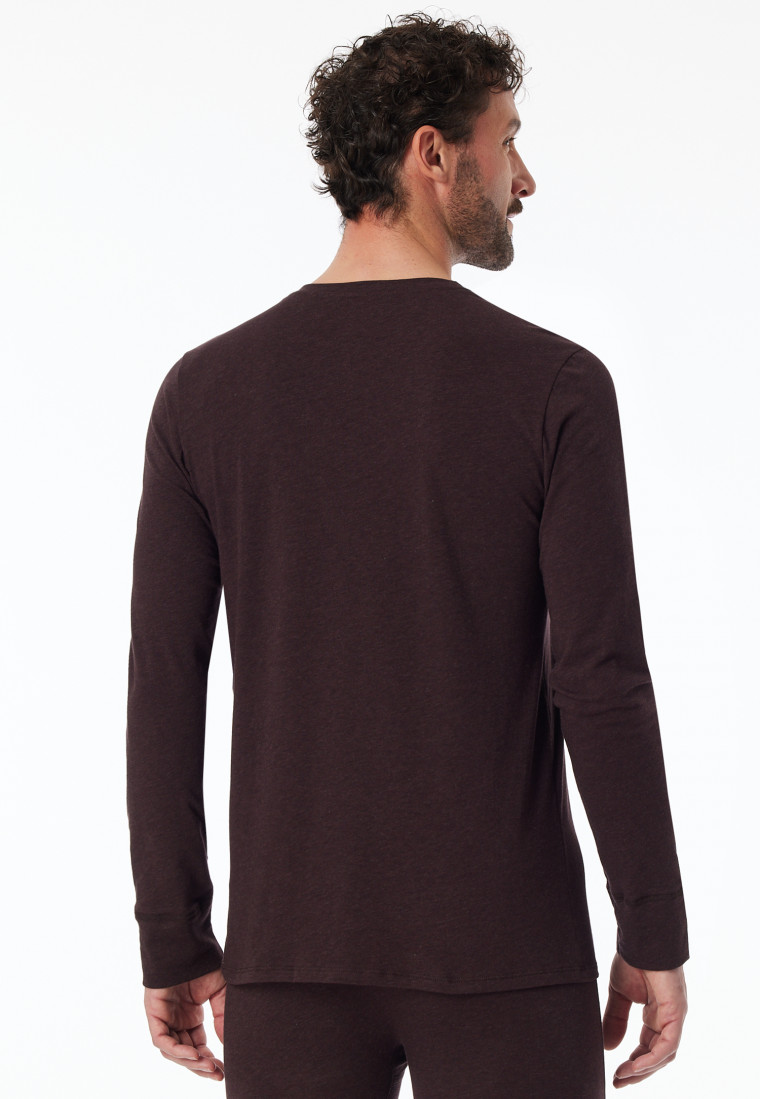 Shirt langarm braun meliert - Comfort Fit