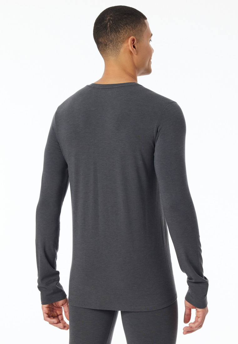 Shirt langarm wärmend dunkelgrau meliert - Casual Warming