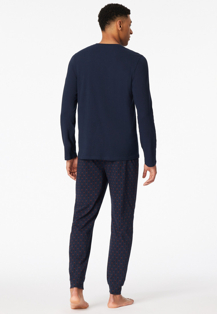 Schlafanzug lang Bündchen burgund - Casual Essentials